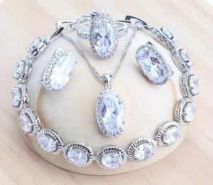 Silver and Transparent stone set