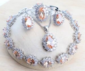 Silver and Orange stone set