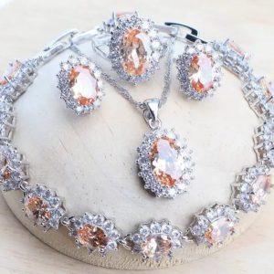 Silver and Orange stone set