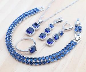Silver and Electric Blue stone set