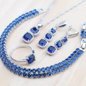 Silver and Electric Blue stone set