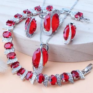 Silver and Red stone set