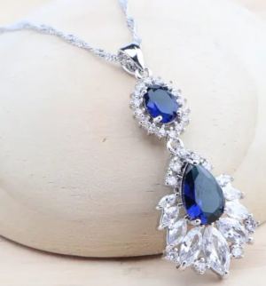 Silver and Blue stone set