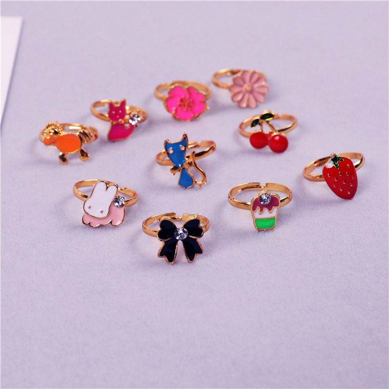 Traje de anillo para niños, anillo de aleación para niña, exquisito, caja de amor ajustable, conjunto de 36 piezas, anillo de caja de amor - Image 3