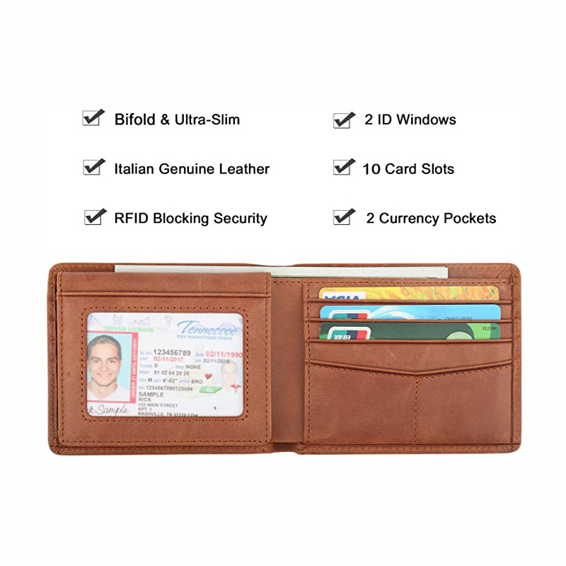Popular multifunctional men's wallet with card slots, slim genuine leather wallet - Image 5