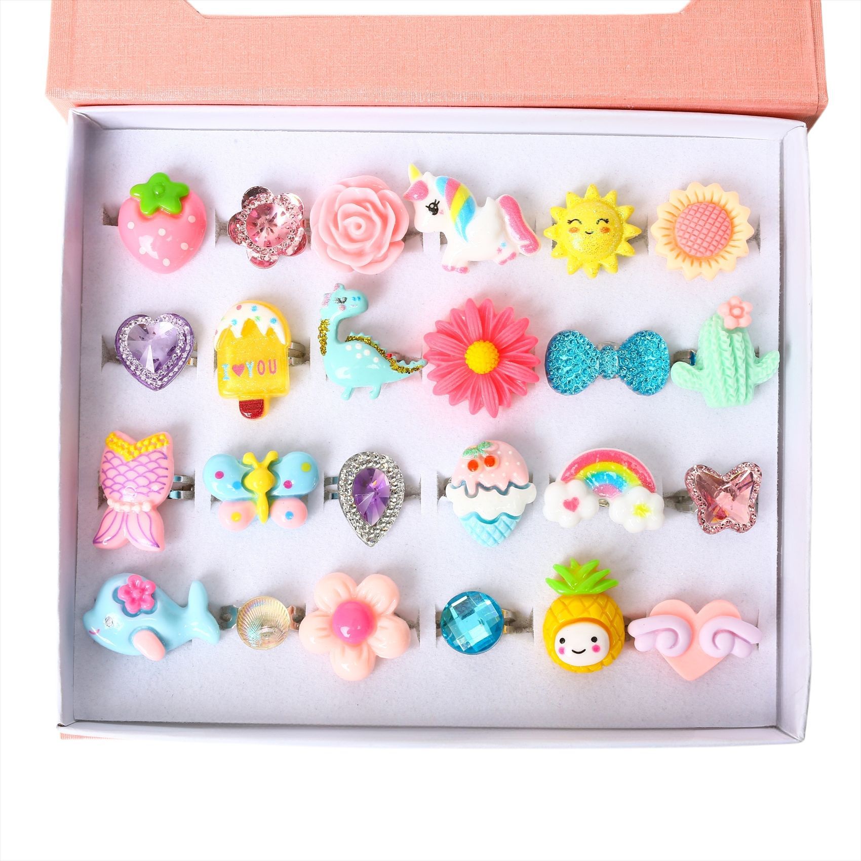 Children's ring, adjustable-size cartoon gemstone ring, dress-up gift ring for girls - Image 5