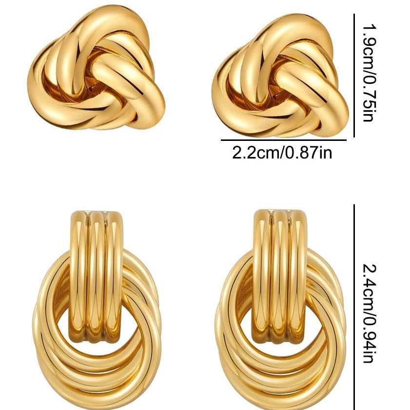 Thick brass earrings plated in 14k gold, geometric earrings for women, fashionable large hoop earrings, hypoallergenic, fashion jewelry - Image 5