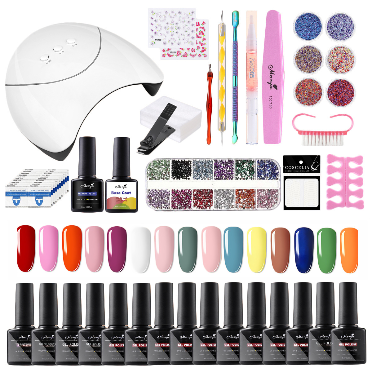 8ml Gel Nail Kit, 20 Colors, 37 Pieces, Long-Lasting Glossy Effect, Ideal for Beginners, with UV Lamp - Image 5