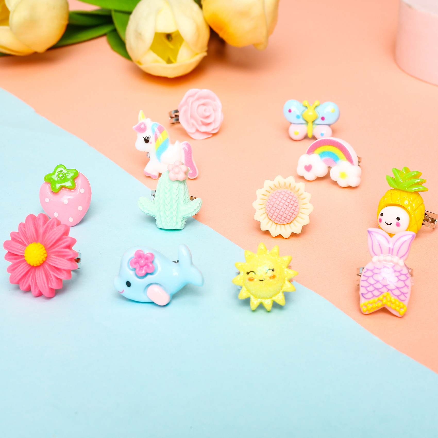 Children's ring, adjustable-size cartoon gemstone ring, dress-up gift ring for girls - Image 4