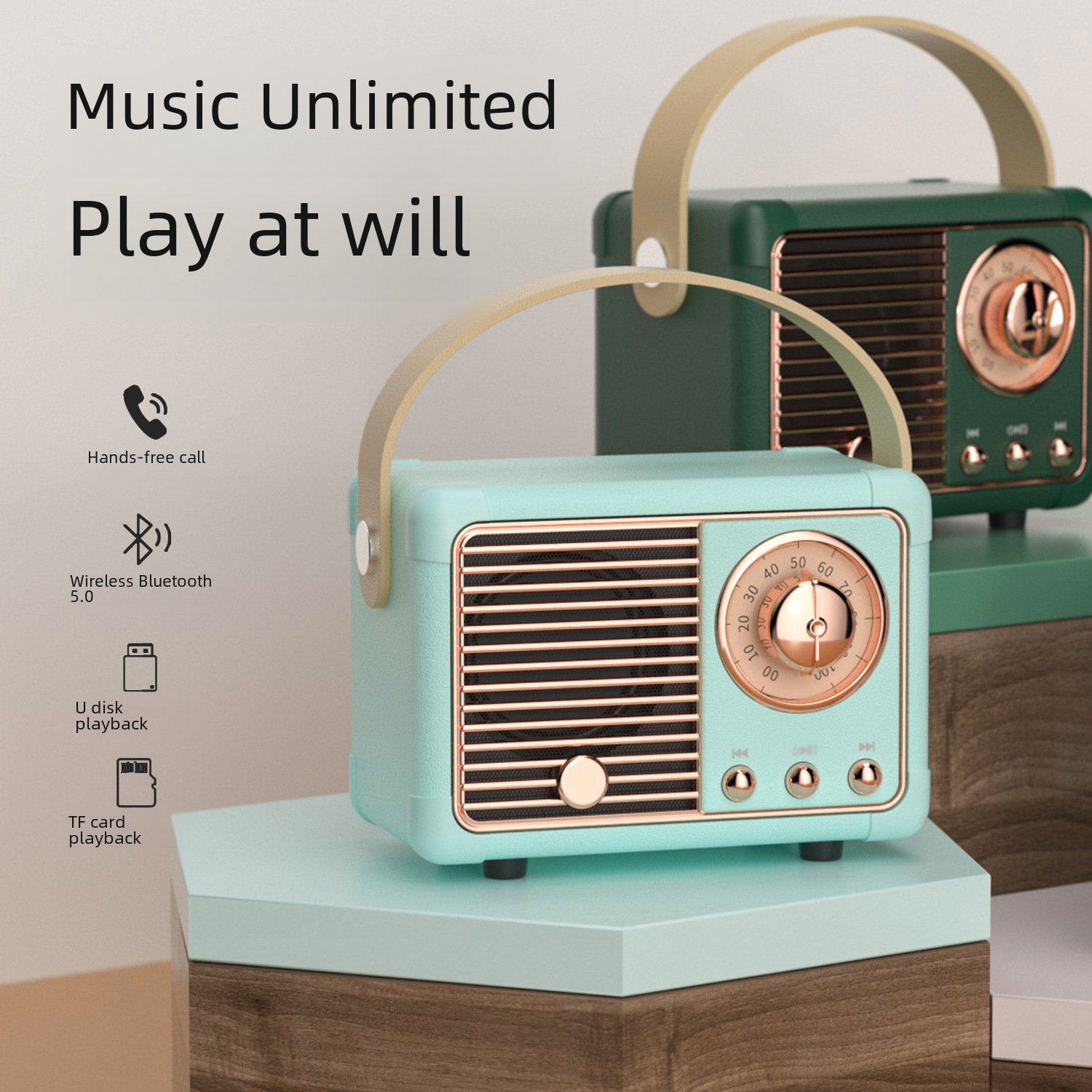 HM11 Creative Retro Radio-Style Bluetooth Speaker – Portable, Mobile Phone Compatible, Subwoofer, Nostalgic Design, USB, Mini Audio - Image 3