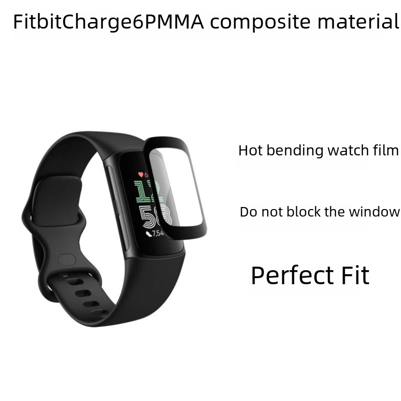 Compatible with Fitbit Charge 6 and Fitbit Charge 5; ceramic membrane screen protector (unobstructed view). - Image 2