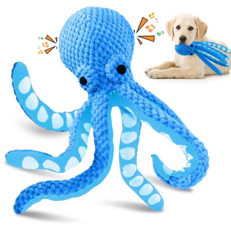 Juguete de peluche de perro pulpo, alivio interactivo de sonido, relleno, acompañe a mascota, perro grande y pequeño - Image 2