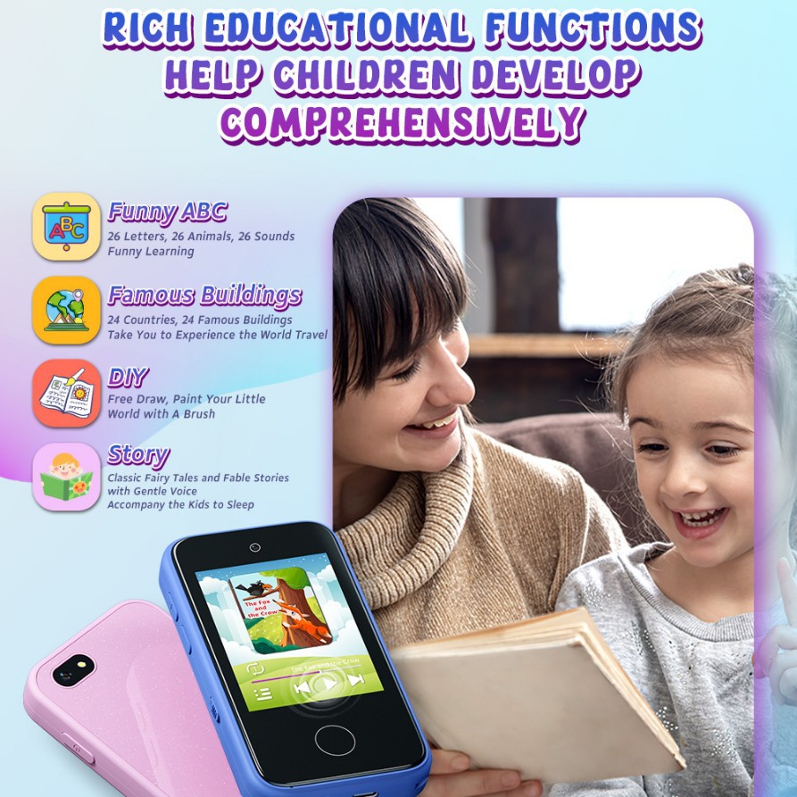 Teléfono móvil para niños cámara de 2,8 pulgadas HD Photo Video para niños IPS Touch Unicorn - Image 4