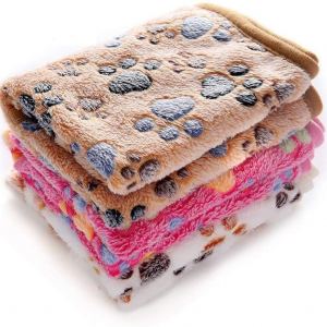 Manta para mascotas, manta para perro, gato, lana de coral, estampado de patas de franela, manta de cuatro estaciones en stock, Fabricante Mayorista, una pieza, envío directo