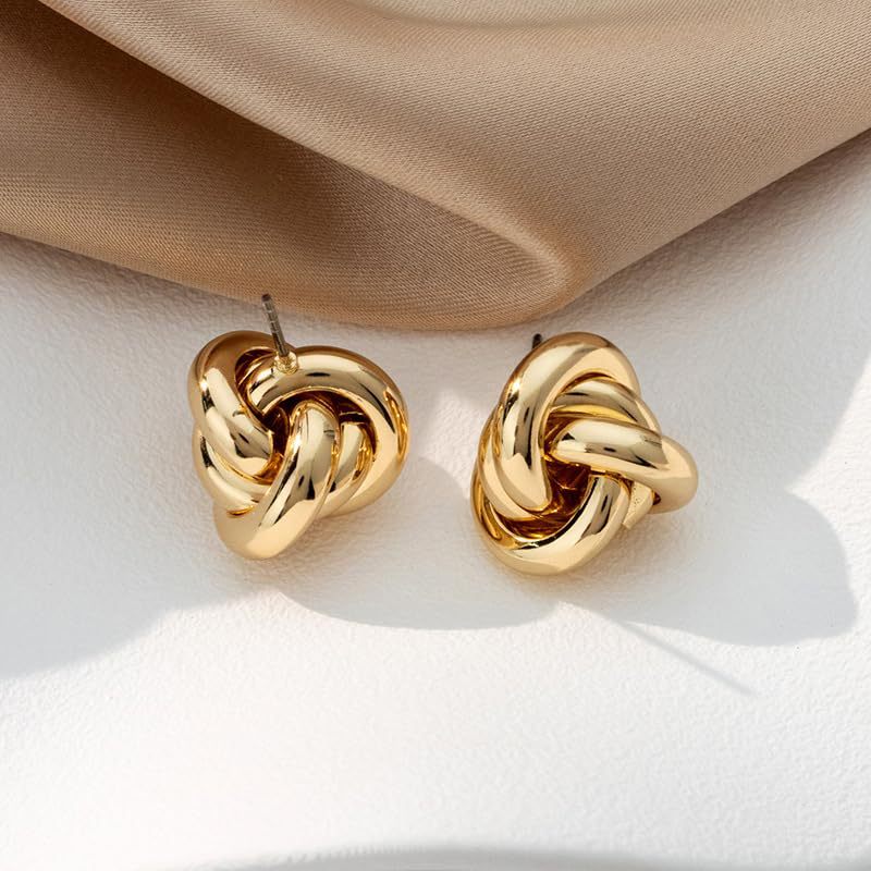 Thick brass earrings plated in 14k gold, geometric earrings for women, fashionable large hoop earrings, hypoallergenic, fashion jewelry - Image 3