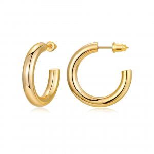 Pendientes redondos de oro de estilo europeo y americano con forma de oreja grande para mujer