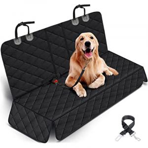 Yuntec Dog Car Seat Cover, Dog Seat Protector for Back Seats, Water-Resistant, with 2 Dog Safety Belts, Non-Slip Seat Cover